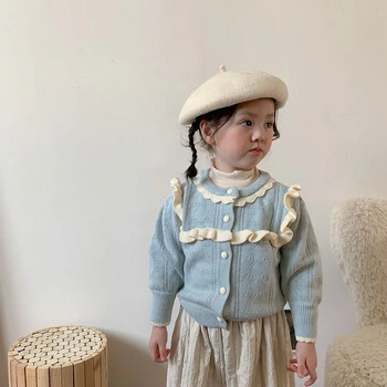 2023 Νέα μοντέρνα παλτό φούστα σετ δύο τεμαχίων Παιδικό σετ ρούχων Κορεατικό μακρυμάνικο πλεκτό πουλόβερ Ζακέτα φθινοπώρου