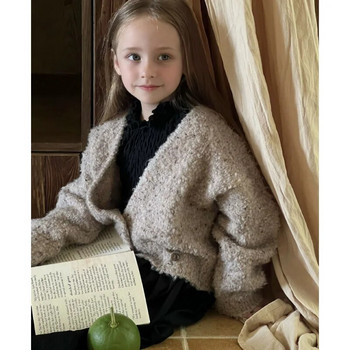 2023 Φθινόπωρο Χειμώνας Νέα μοντέρνα μονόχρωμη μαλακή λαιμόκοψη σε καθημερινή απλή παιδική άνετη παλτό Παιδική ζακέτα πουλόβερ