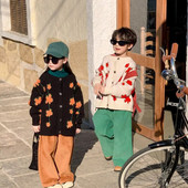 Pulover pentru copii 2023, primăvară și toamnă, băieți și fete, cardigan cu flori coreeane, pulover pentru copii, ocazional, tricot largi