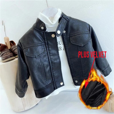 Kevad-sügis poiste nahkjakid 2–8 aastaks 2023 Uued klassikud Nägus beebipoiss Pu-ülerõivad Lasteriided Tõmblukuga Kärbsemantlid