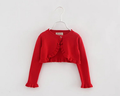 Nový jarný jesenný kórejský štýl pre dievčatká s výstrihom do V na jeden gombík, bavlnený sveter s dlhým rukávom, detský pletený sveter