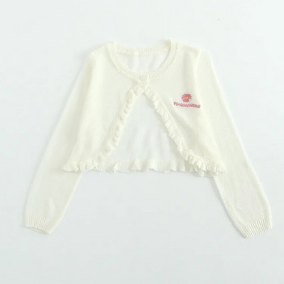 Nový jarný jesenný kórejský štýl pre dievčatká s výstrihom do V na jeden gombík, bavlnený sveter s dlhým rukávom, detský pletený sveter