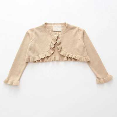 Nový jarný jesenný kórejský štýl pre dievčatká s výstrihom do V na jeden gombík, bavlnený sveter s dlhým rukávom, detský pletený sveter