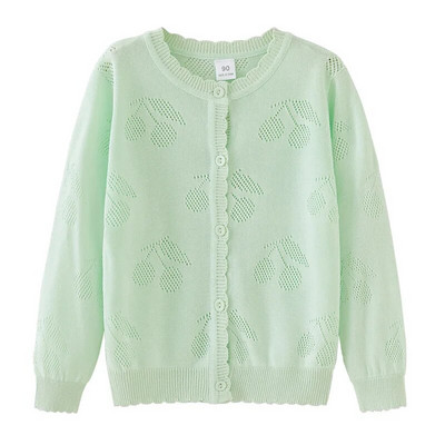 Nový jarný jesenný kórejský štýl pre dievčatká s výstrihom do V na jeden gombík, bavlnený sveter s dlhým rukávom, detský pletený sveter