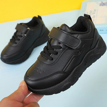 Детски модни момичешки черни униформени ученически обувки 2023 Hook & Loop Прости неплъзгащи се маратонки за момчета в британски стил Пролет Есен Нови