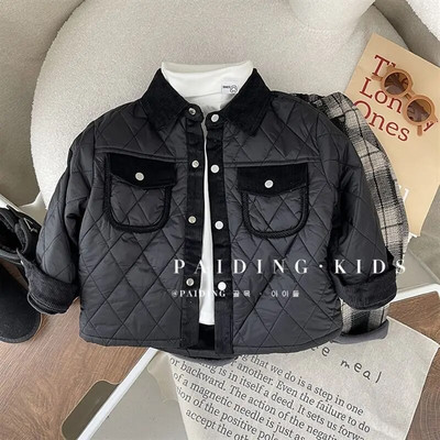 2024 nové zimné chlapčenské kabáty s kapucňou, bavlnené prešívané teplé bundy pre deti, ležérne pohodlné kabáty, oblečenie