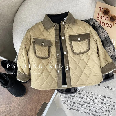 2024 nové zimné chlapčenské kabáty s kapucňou, bavlnené prešívané teplé bundy pre deti, ležérne pohodlné kabáty, oblečenie