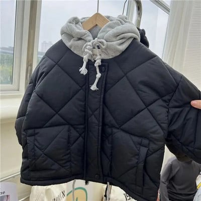 2024 nové zimné chlapčenské kabáty s kapucňou, bavlnené prešívané teplé bundy pre deti, ležérne pohodlné kabáty, oblečenie