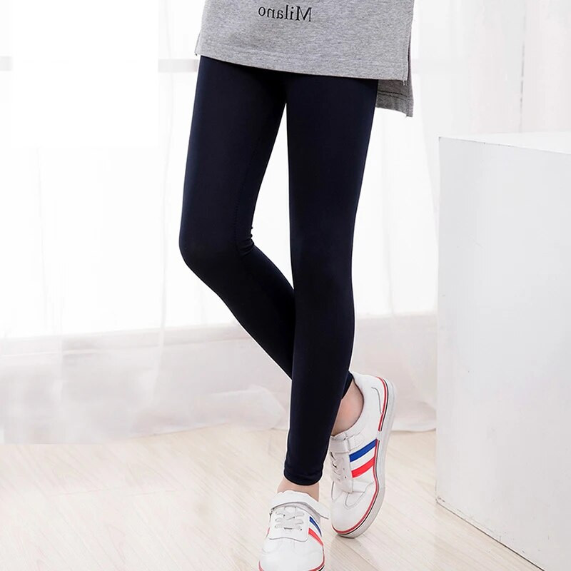 Tüdrukute püksid Kevad-Suvi Kommivärvi Tüdrukud Läikivad säärised Kitsad püksid 3-14Y Lapsed Elastsed säärised Ühevärvilised püksid