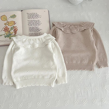 Φθινοπωρινό πουλόβερ καινούργια βρεφικά ρούχα για μωρά Πλεκτό πουλόβερ για νήπια Πλεκτό πουλόβερ νεογέννητα Πλεκτά γιακά Lotus Βαμβακερά μπλουζάκια για μωρά