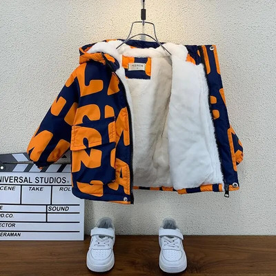 Chlapčenský kabát, bunda, vrchné oblečenie, bavlnené topy 2023, módne zahusťovanie a zamat, zima, jeseň, plus veľkosť, kabát, detské oblečenie