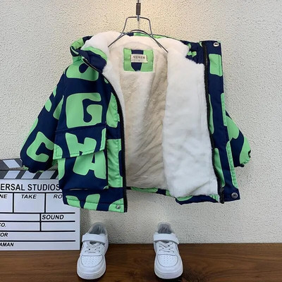 Chlapčenský kabát, bunda, vrchné oblečenie, bavlnené topy 2023, módne zahusťovanie a zamat, zima, jeseň, plus veľkosť, kabát, detské oblečenie