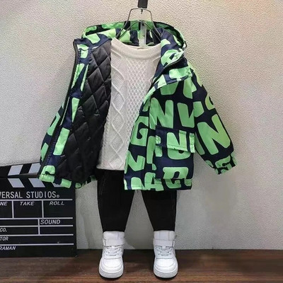 Chlapčenský kabát, bunda, vrchné oblečenie, bavlnené topy 2023, módne zahusťovanie a zamat, zima, jeseň, plus veľkosť, kabát, detské oblečenie