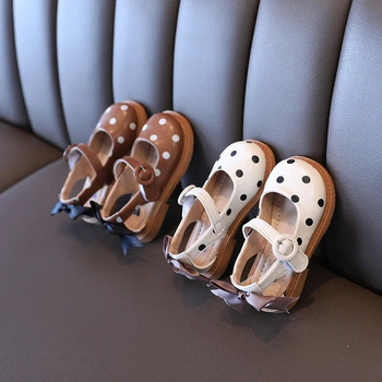 Παπούτσια για κορίτσια Mary Janes Κομψό πίσω παπιγιόν μπεζ χακί Four Season Παιδικά δερμάτινα παπούτσια21-30 πουά ελαφριά παιδικά παπούτσια