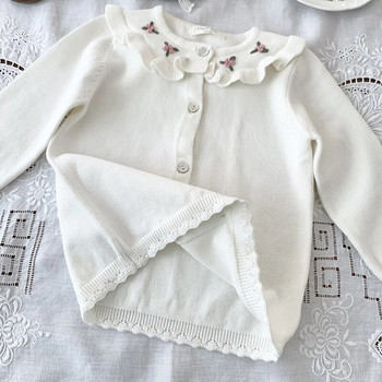 Παιδικό πουλόβερ βρεφική ζακέτα Κέντημα για κορίτσια μακρυμάνικο παλτό Φθινοπωρινό μωρό λουλούδι πλεκτό Top Princess πουλόβερ Βρεφικά ρούχα