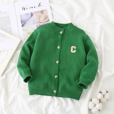Detský detský kardigan sveter s výšivkou pre dievčatá s dlhým rukávom, jesenný pletený top s kvetinovým vzorom, princeznovský sveter pre bábätká, oblečenie