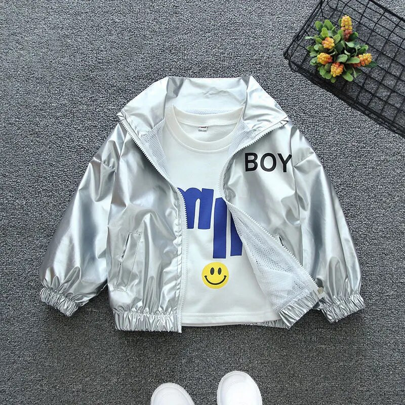 Cardigan de toamnă Jachete Uniforme de baseball pentru copii Haine ocazională Îmbrăcăminte exterioară pentru copii Jachetă subțire pentru băieți Jachetă cu suprafață luminoasă