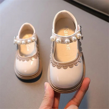 Лачени обувки за бебета и момичета Модни обувки за момиченца, детски меки подметки, многофункционални перлени обувки с плитка уста Mary Jane