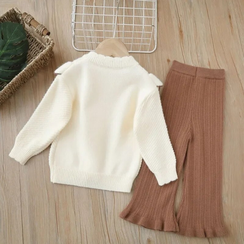 2023. aasta sügistalvine tüdrukute kaheosaline kampsun, püksipael, uus lillenööbiga mood, sobiv välitingimustes