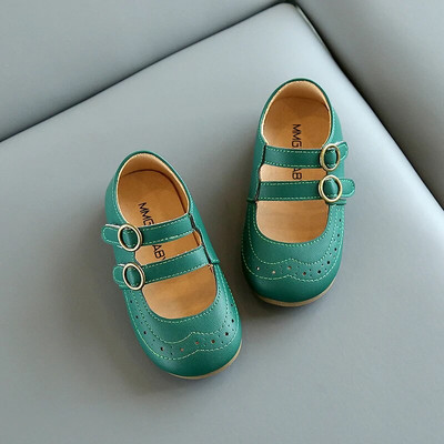 Rohelised printsessikingad Tüdrukule, õõnsad, libisemisvastased rohelised lastekingad, 2 ja 3 aastased laste nahast kingad