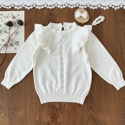 Tüdrukute roosa kampsun Beebi tüdrukute talve kampsun Riided Lootose krae Sügis 1-7 a imikute riided Pullover Kootud Laste kampsunid