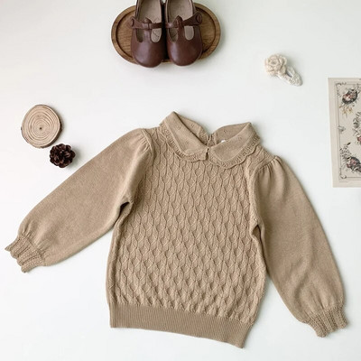 Tüdrukute roosa kampsun Beebi tüdrukute talve kampsun Riided Lootose krae Sügis 1-7 a imikute riided Pullover Kootud Laste kampsunid