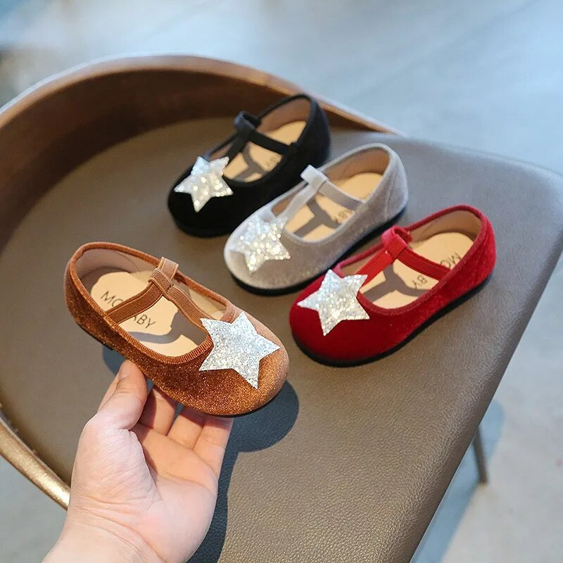 Mood Beebi Tüdruk Poiss Litrid Star Band Kingad Velvet Imiku Väikelapse Laps Lamedad Tantsukingad Pehme põhjaga kingad Kevad sügis 