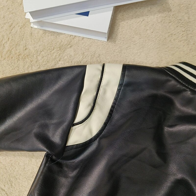 Laste jope poisile Nööbiga V-kaelusega nahast tuulepluus poiste moe kevad-sügis pesapalli PU laste jope mantel