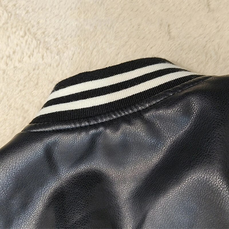 Laste jope poisile Nööbiga V-kaelusega nahast tuulepluus poiste moe kevad-sügis pesapalli PU laste jope mantel