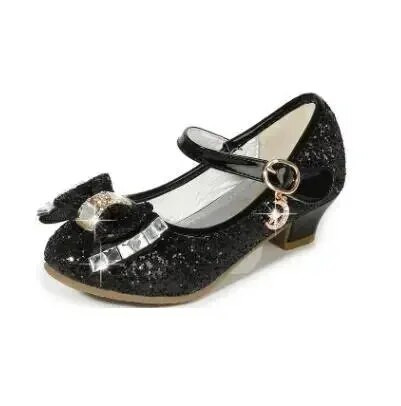 Klassikalised Bow Girl Pu nahast kingad tüdrukutele peotantsu laste kingad 3-14 aastastele printsessi kõrged kontsad laste pulmakingad