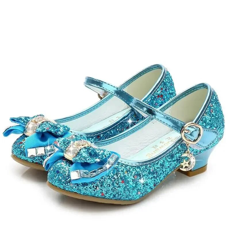 Klassikalised Bow Girl Pu nahast kingad tüdrukutele peotantsu laste kingad 3-14 aastastele printsessi kõrged kontsad laste pulmakingad