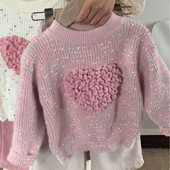 Παιδικά ρούχα Παιδικό πουλόβερ 2023 Φθινόπωρο Χειμώνας Νέο μοντέρνο κορεάτικο στυλ Love Dot Ζεστό Άνετο Παιδικό Casual πουλόβερ