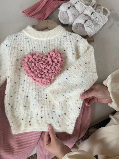 Παιδικά ρούχα Παιδικό πουλόβερ 2023 Φθινόπωρο Χειμώνας Νέο μοντέρνο κορεάτικο στυλ Love Dot Ζεστό Άνετο Παιδικό Casual πουλόβερ