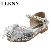 ULKNN copii mici pantofi fete copii pantofi din piele pentru petrecere de nunta performanță dantelă fluture stras perle bling cu margele