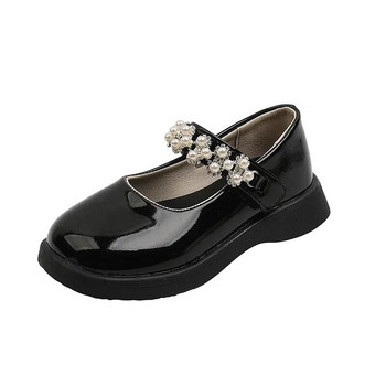 Κοριτσίστικα λουστρίνια παπούτσια για γαμήλιο πάρτι Μαύρα λευκά σχολικά παπούτσια Παιδικά μαργαριτάρια παπούτσια Princess Fashion Ευέλικτο Mary Janes
