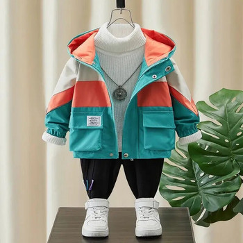 Детско яке 2023 г., ново момче, бебешко палто с качулка, пролетно и есенно палто за момчета, горна корейска ежедневна ветровка
