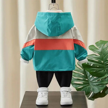 Детско яке 2023 г., ново момче, бебешко палто с качулка, пролетно и есенно палто за момчета, горна корейска ежедневна ветровка