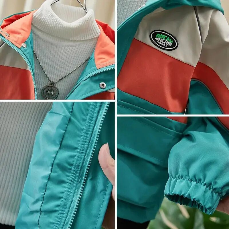 Detská bunda 2023 Nová chlapčenská bábätková panelová kapucňa Jarný a jesenný chlapčenský kabát Top Kórejská ležérna vetrovka