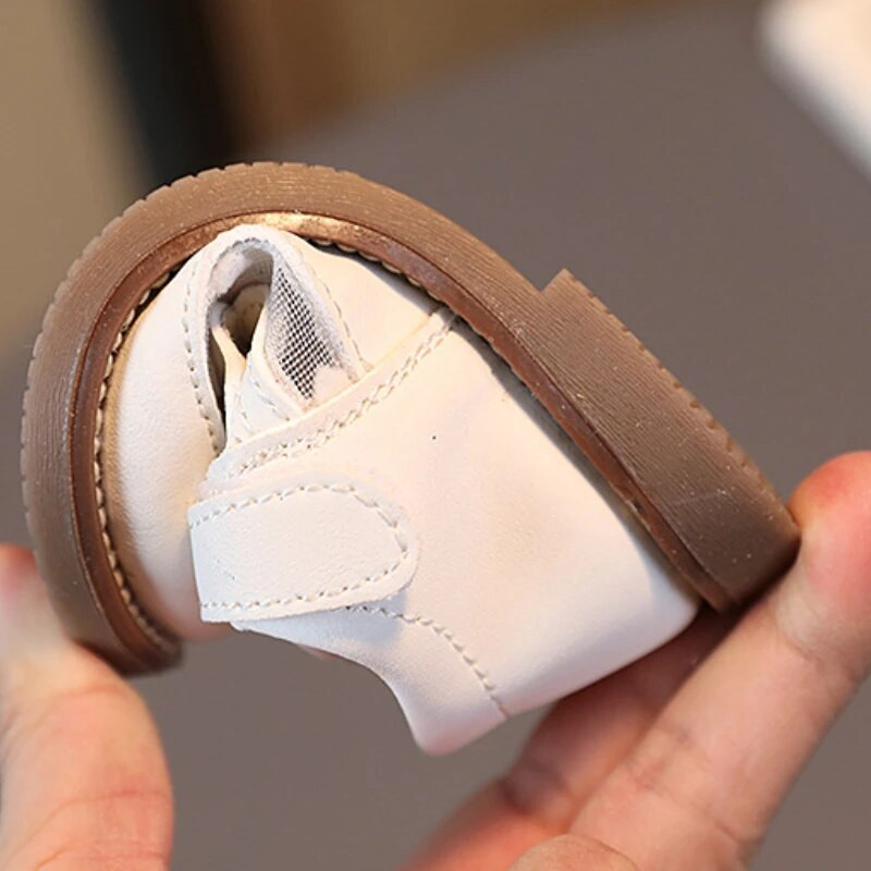 Kožené topánky pre dievčatká, jarné a jesenné, sladké, s mäkkou podrážkou, princeznovské detské topánky, ležérne sieťované detské topánky pre prvé chodítka