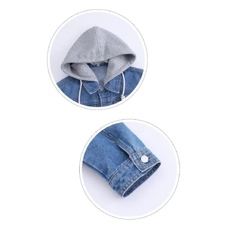 Beebi, poiss, tüdruk, puuvillane teksane kapuutsiga jope imikule väikelapsele, teksale, kevad-sügis beebirõivad, riided 1-10 a.