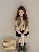 Pulovere cu cusătură deschisă Dungă asortată de culoare Copii Fată nouă Bebeluș Versatil Ocazional Buton Un singur rând Stil versatil