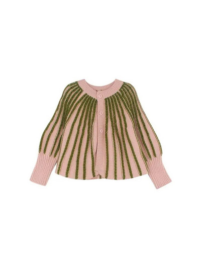 Pulovere cu cusătură deschisă Dungă asortată de culoare Copii Fată nouă Bebeluș Versatil Ocazional Buton Un singur rând Stil versatil