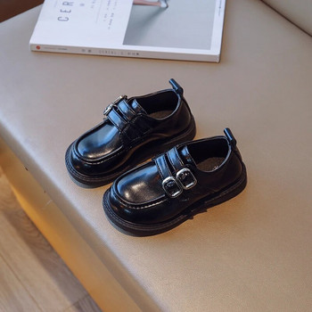 Παιδικά δερμάτινα παπούτσια αγκράφα μονόχρωμο σχολικό ανοιξιάτικο παιδικό ίσιο παπούτσι 23-35 Unisex μόδας στρογγυλό παπούτσι Ευέλικτο για αγόρια κορίτσια