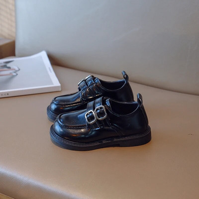 Laste nahast kingad pannal, ühevärviline koolikevad, laste lamedad kingad 23-35 Unisex moe ümmargune varvas Paindlik poiste jalats tüdrukutele