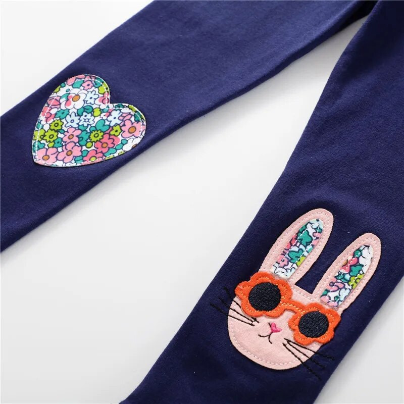 Jumping metre Applique Girls Leggings Jesenné jarné úzke nohavice Detské oblečenie Najpredávanejšie ceruzkové nohavice Dievčenské legíny