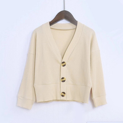 Νέα άφιξη Φθινοπωρινή ζακέτα για νήπια για κορίτσια με χακί πλεκτά μπλουζάκια με λαιμόκοψη V για παιδιά, καθημερινά παιδικά ρούχα