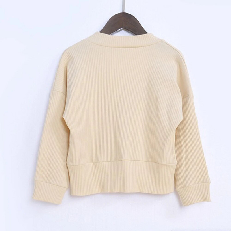 Νέα άφιξη Φθινοπωρινή ζακέτα για νήπια για κορίτσια με χακί πλεκτά μπλουζάκια με λαιμόκοψη V για παιδιά, καθημερινά παιδικά ρούχα