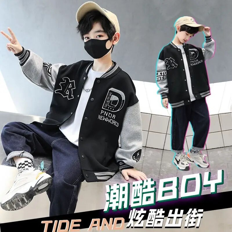 2023 μεγάλο μπουφάν για αγόρια Letter κοστούμι μπέιζμπολ Bomber Μικροσκοπικά βαμβακερά Παιδικά Ρούχα Εφηβικά καπιτονέ Παλτό Μόδα Μπουφάν για αγόρια ρούχα 5-14 ετών