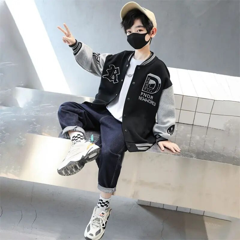 2023 μεγάλο μπουφάν για αγόρια Letter κοστούμι μπέιζμπολ Bomber Μικροσκοπικά βαμβακερά Παιδικά Ρούχα Εφηβικά καπιτονέ Παλτό Μόδα Μπουφάν για αγόρια ρούχα 5-14 ετών