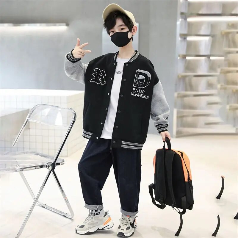 2023 μεγάλο μπουφάν για αγόρια Letter κοστούμι μπέιζμπολ Bomber Μικροσκοπικά βαμβακερά Παιδικά Ρούχα Εφηβικά καπιτονέ Παλτό Μόδα Μπουφάν για αγόρια ρούχα 5-14 ετών